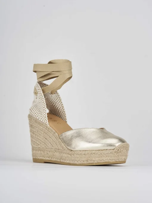 Espadrillas tacco 9cm pelle oro