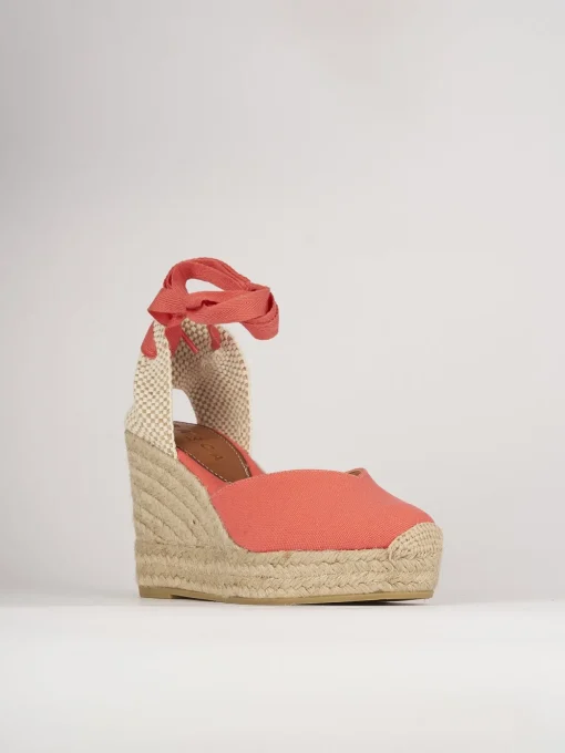 Espadrillas tacco 8cm pelle rosso