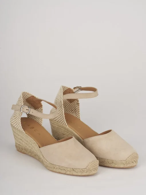 Espadrillas tacco 6cm pelle beige