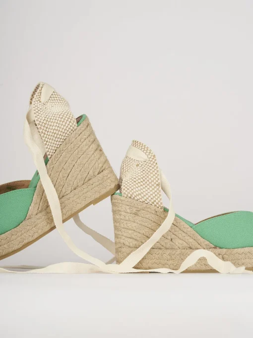 Espadrillas tacco 8cm pelle verde
