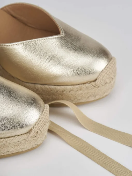 Espadrillas tacco 9cm pelle oro