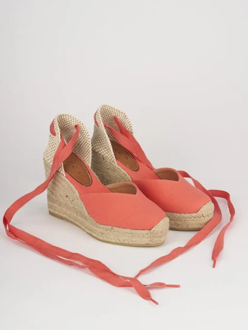 Espadrillas tacco 8cm pelle rosso