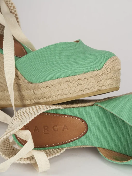 Espadrillas tacco 8cm pelle verde