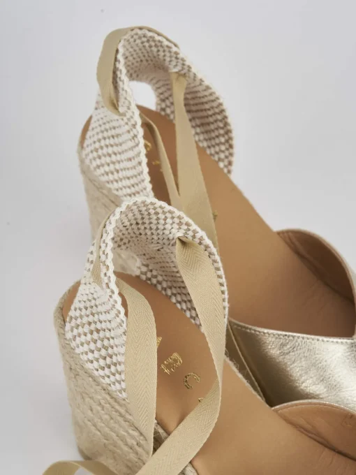 Espadrillas tacco 9cm pelle oro