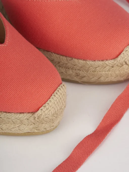 Espadrillas tacco 8cm pelle rosso