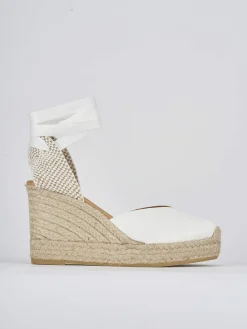 Espadrillas tacco 9cm raso bianco