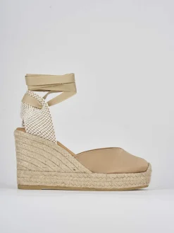 Espadrillas tacco 9cm raso oro