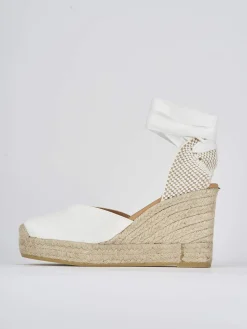 Espadrillas tacco 9cm raso bianco
