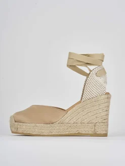 Espadrillas tacco 9cm raso oro