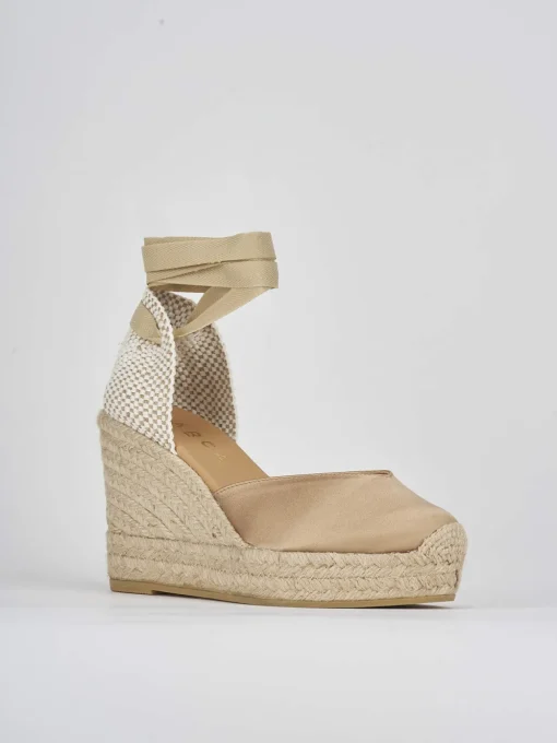 Espadrillas tacco 9cm raso oro