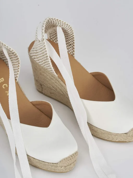 Espadrillas tacco 9cm raso bianco