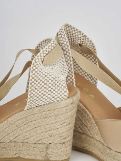 Espadrillas tacco 9cm raso oro
