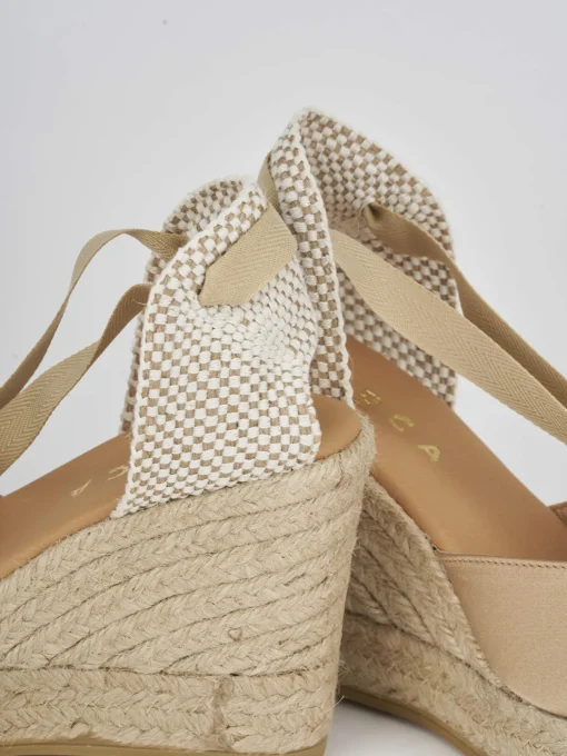 Espadrillas tacco 9cm raso oro