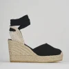 Espadrillas tacco 9cm tessuto nero