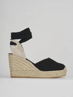 Espadrillas tacco 9cm tessuto nero
