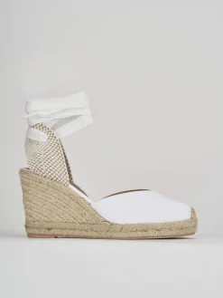 Espadrillas tacco 8cm tessuto bianco