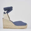 Espadrillas tacco 9cm tessuto jeans