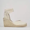 Espadrillas tacco 8cm tessuto beige