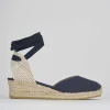 Espadrillas tacco 4cm tessuto blu