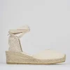 Espadrillas tacco 4cm tessuto beige