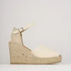 Espadrillas tacco 8cm tessuto beige