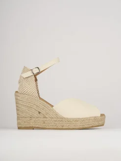 Espadrillas tacco 8cm tessuto beige