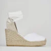 Espadrillas tacco 9cm tessuto bianco