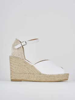 Espadrillas tacco 8cm tessuto bianco