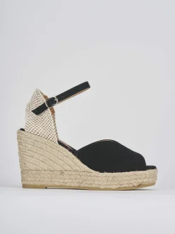 Espadrillas tacco 8cm tessuto nero