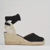 Espadrillas tacco 5cm tessuto nero