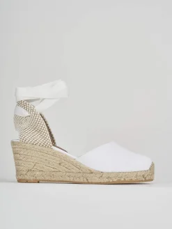 Espadrillas tacco 6cm tessuto bianco