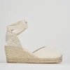 Espadrillas tacco 6cm tessuto beige