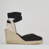 Espadrillas tacco 8cm tessuto nero