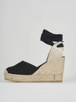 Espadrillas tacco 9cm tessuto nero