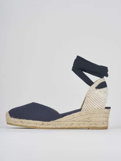 Espadrillas tacco 4cm tessuto blu