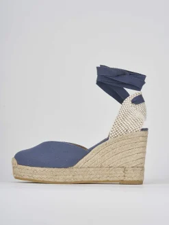 Espadrillas tacco 9cm tessuto jeans