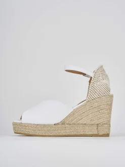 Espadrillas tacco 8cm tessuto bianco