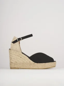 Espadrillas tacco 8cm tessuto nero