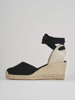 Espadrillas tacco 5cm tessuto nero