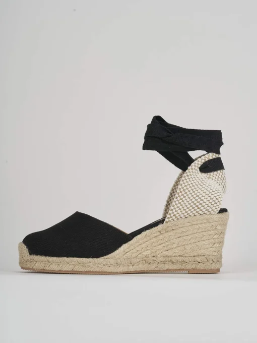 Espadrillas tacco 5cm tessuto nero