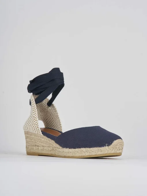 Espadrillas tacco 4cm tessuto blu
