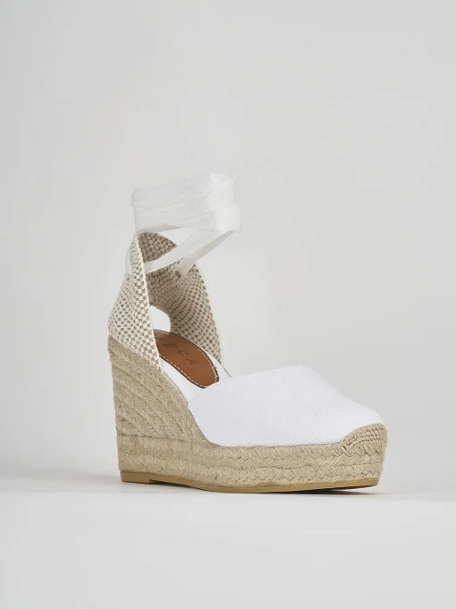 Espadrillas tacco 9cm tessuto bianco