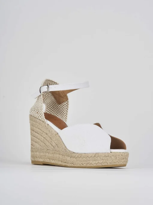 Espadrillas tacco 8cm tessuto bianco