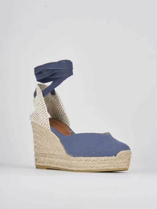 Espadrillas tacco 9cm tessuto jeans