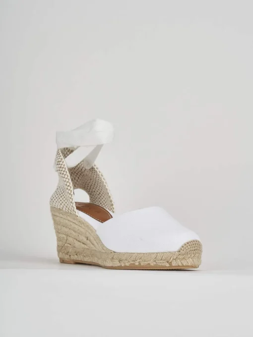 Espadrillas tacco 6cm tessuto bianco