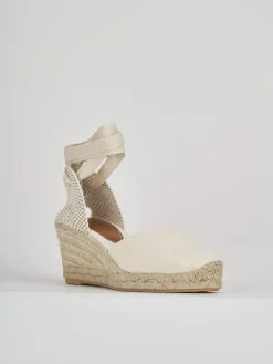 Espadrillas tacco 6cm tessuto beige