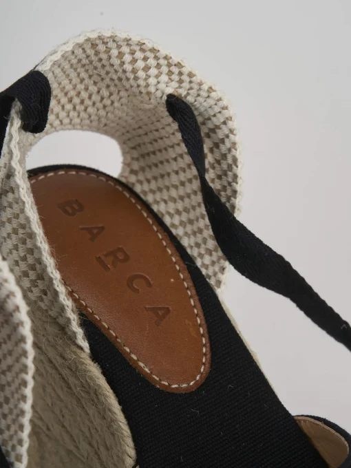 Espadrillas tacco 9cm tessuto nero
