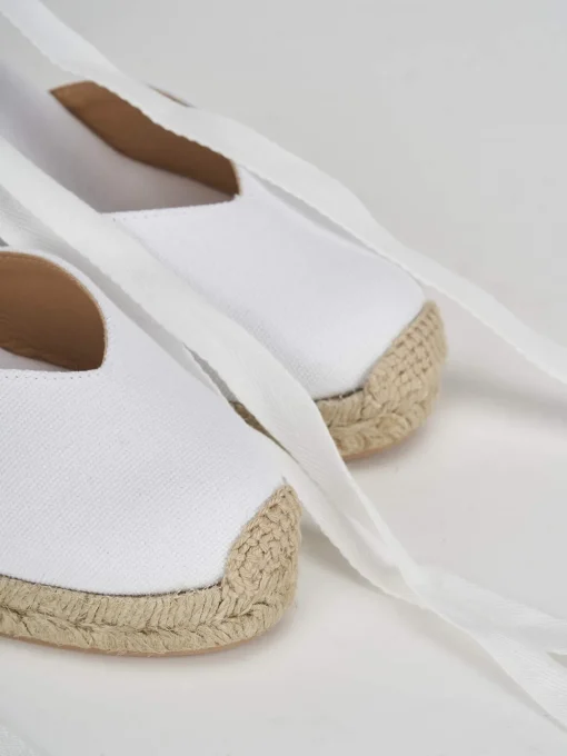 Espadrillas tacco 8cm tessuto bianco