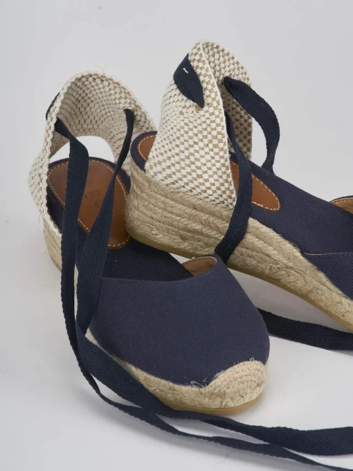 Espadrillas tacco 4cm tessuto blu
