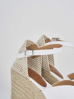 Espadrillas tacco 8cm tessuto bianco